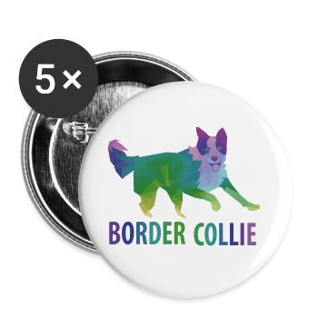 Border Collie Geschenk - Buttons groß 56 mm (5er Pack) - Weiß - Vorne