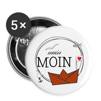 Moin Moin - Buttons groß 56 mm (5er Pack) - Weiß - Vorne