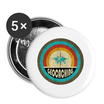 Geocaching Vintage Design - Buttons groß 56 mm (5er Pack) - Weiß - Vorne