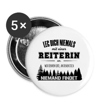 Leg dich niemals mit einer reiterin an - Buttons groß 56 mm (5er Pack) - Weiß - Vorne