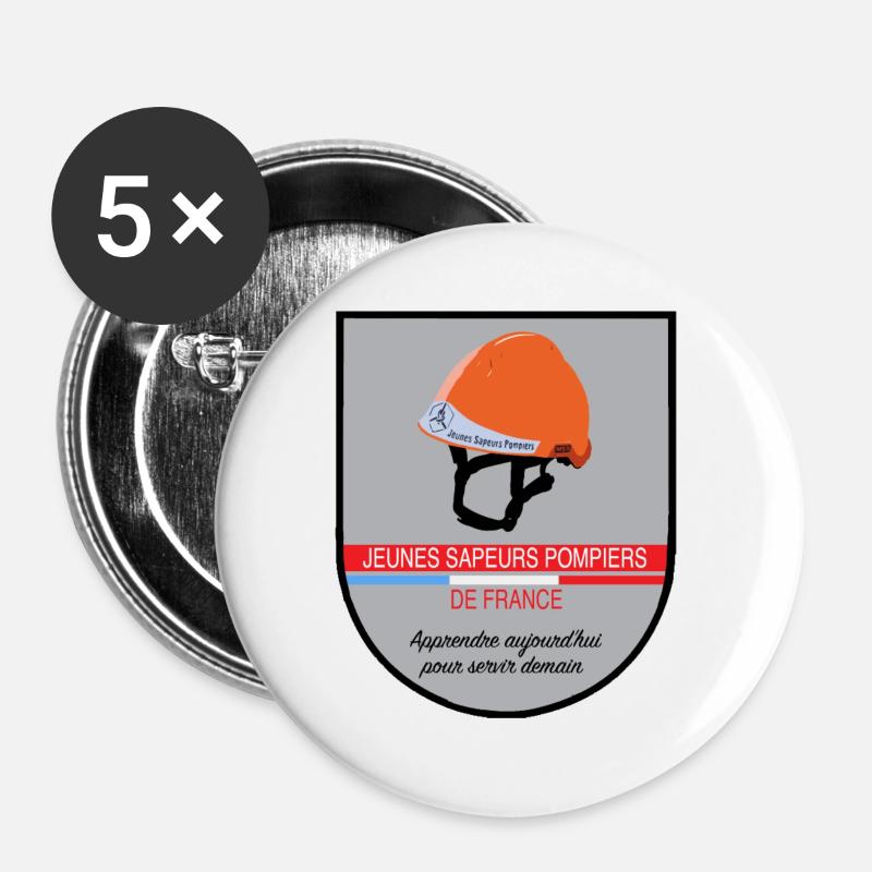 Logo JSP - Lot de 5 grands badges (56 mm) - blanc