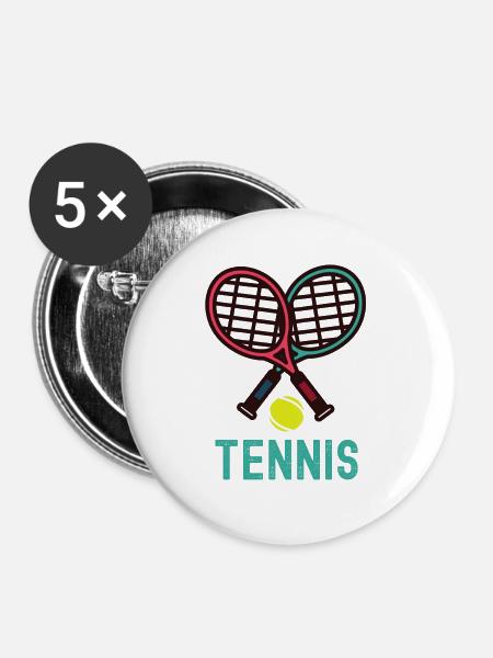 Tennis - Buttons groß 56 mm (5er Pack) - Weiß