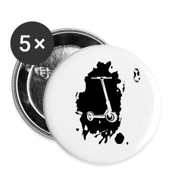 Cadeau de passe-temps de sport de scooter - Lot de 5 grands badges (56 mm) - blanc - Devant