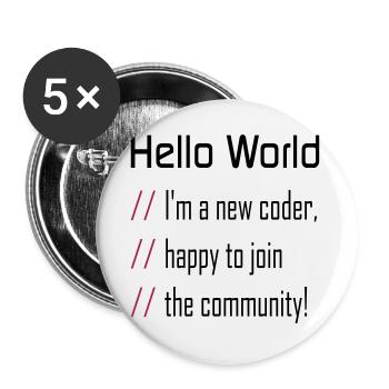 Hallo Welt, mein neuer Programmierer - Buttons groß 56 mm (5er Pack) - Weiß - Vorne
