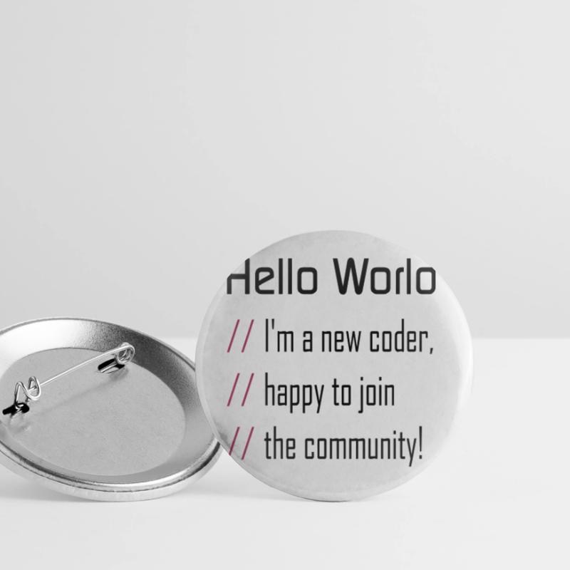 Hello World, 'my new coder Buttons large 2.2''/56 mm (5-pack)