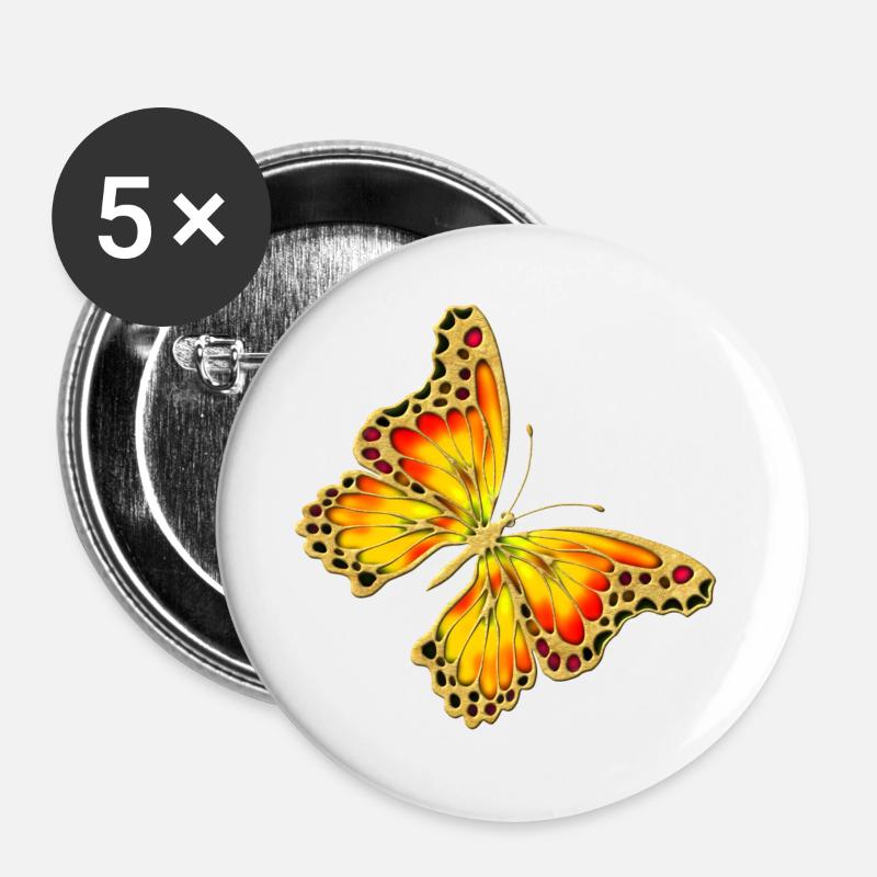 Schmetterling - Buttons groß 56 mm (5er Pack) - Weiß
