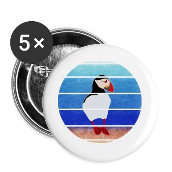 Puffins - Puffin - vintage - retro - Buttons large 2.2''/56 mm (5-pack) - white - Front