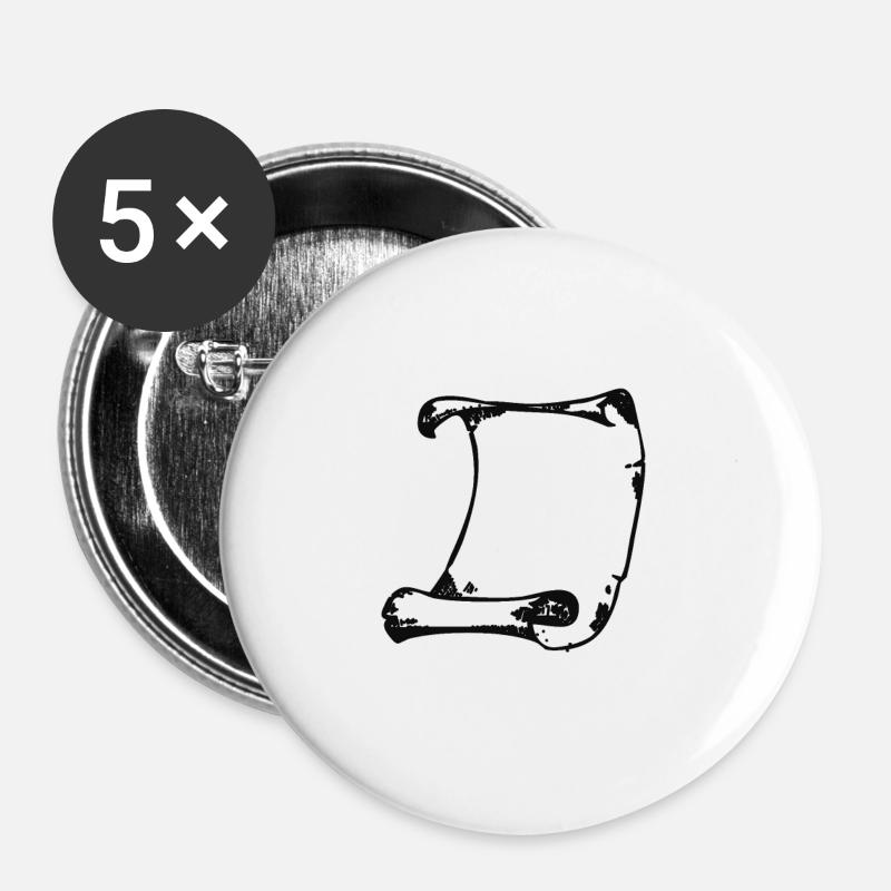 Black brush frame - Buttons large 2.2''/56 mm (5-pack) - white