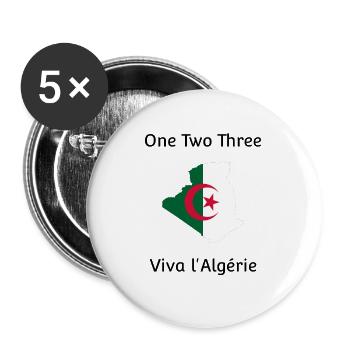 One Two Three Viva Algeria - Buttons large 2.2''/56 mm (5-pack) - white - Front