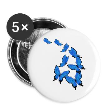Papillons - Lot de 5 grands badges (56 mm) - blanc - Devant