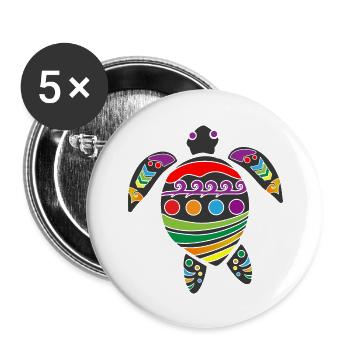Cadeau de tatouage tribal polynésien de tortue maorie - Lot de 5 grands badges (56 mm) - blanc - Devant