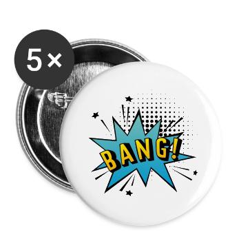 BANG! Speech bubble in pop-art style - Buttons large 2.2''/56 mm (5-pack) - white - Front