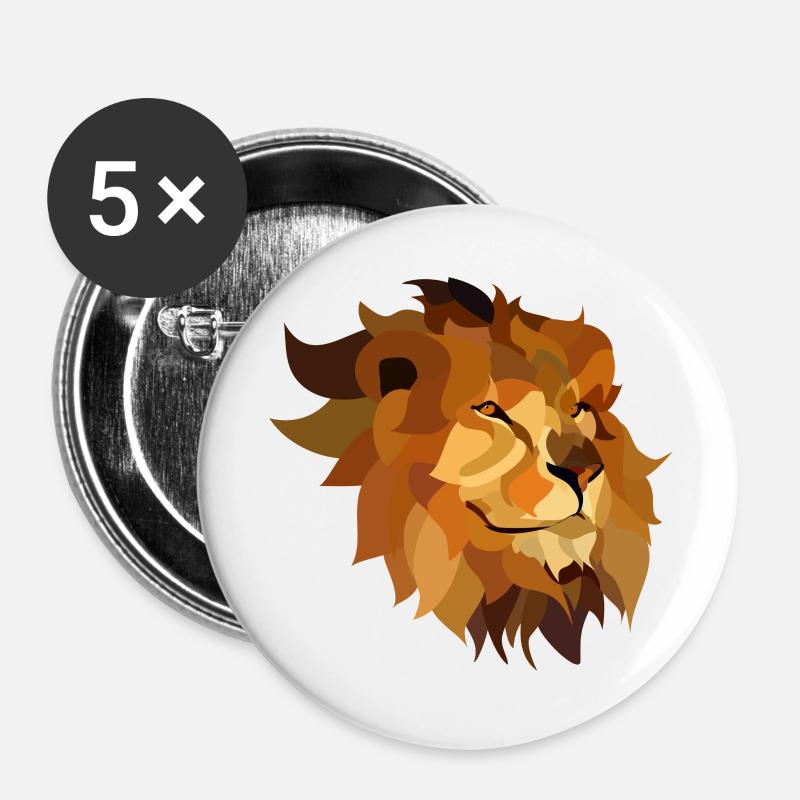 Lion - Buttons large 2.2''/56 mm (5-pack) - white