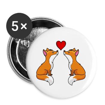 fuchs comic liebe herz paar - Buttons groß 56 mm (5er Pack) - Weiß - Vorne