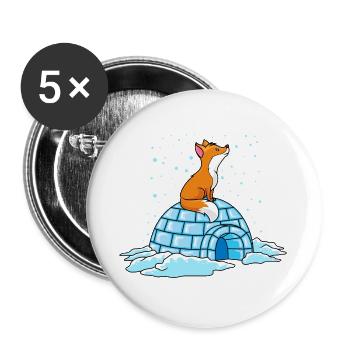 fuchs iglu winter ploar comic - Buttons groß 56 mm (5er Pack) - Weiß - Vorne