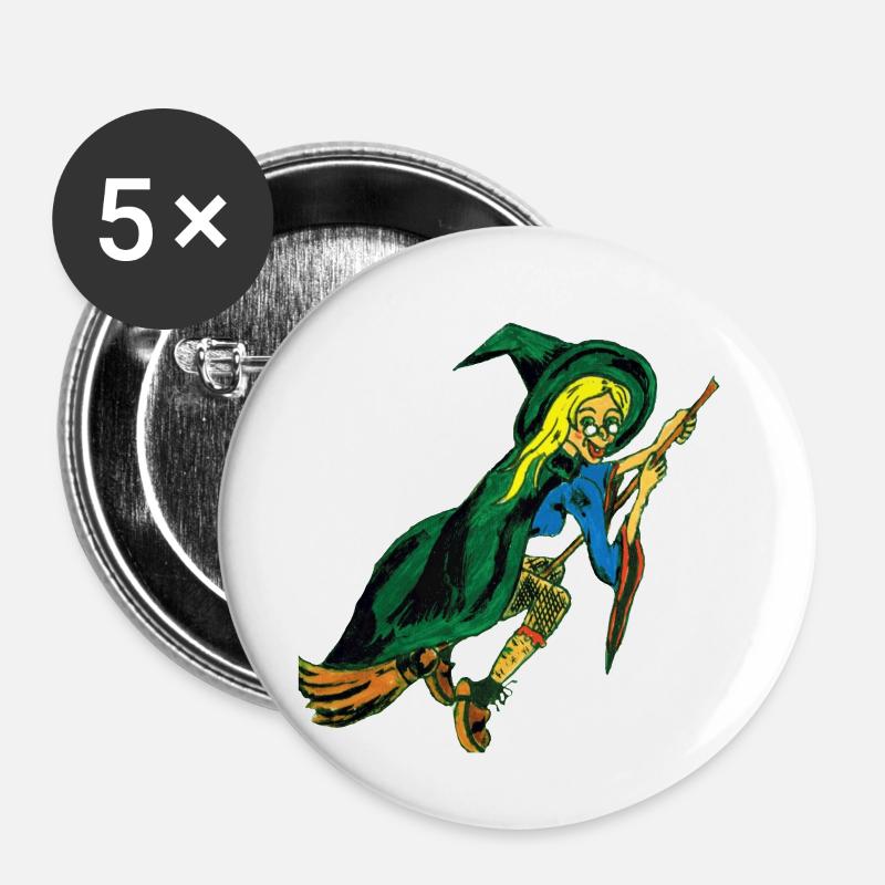 Brocken witch - Buttons large 2.2''/56 mm (5-pack) - white