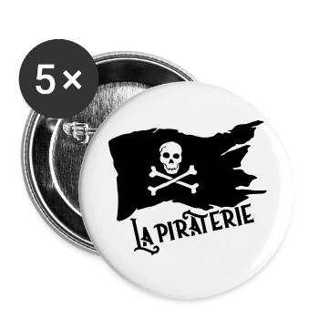 Pirat - Buttons groß 56 mm (5er Pack) - Weiß - Vorne