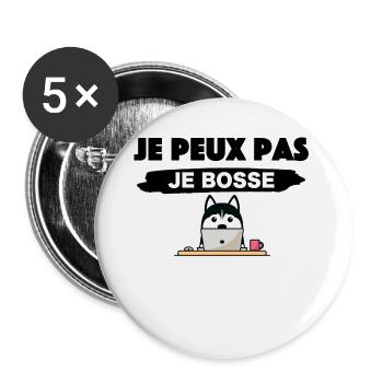 Je peux pas je bosse - Lot de 5 grands badges (56 mm) - blanc - Devant