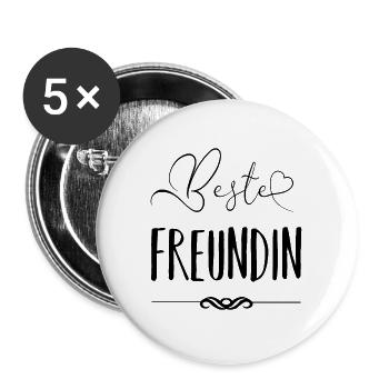 Beste Freundin - Buttons groß 56 mm (5er Pack) - Weiß - Vorne