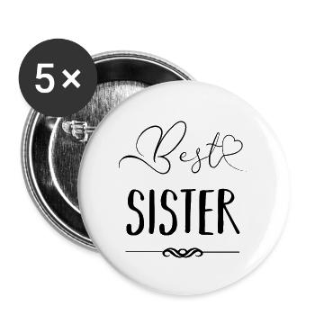 Best Sister - Buttons large 2.2''/56 mm (5-pack) - white - Front