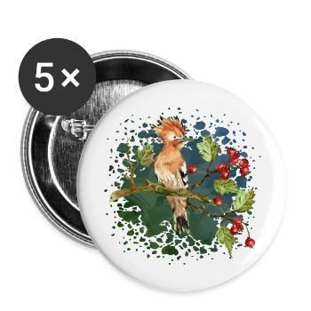 Bunter Vogel - Buttons groß 56 mm (5er Pack) - Weiß - Vorne