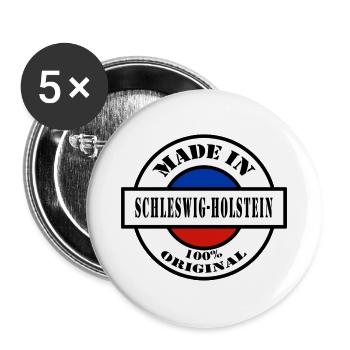 MADE IN SCHLESWIG HOLSTEIN Lübeck Geschenk - Buttons groß 56 mm (5er Pack) - Weiß - Vorne