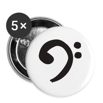 Bass Clef - Black - Buttons large 2.2''/56 mm (5-pack) - white - Front