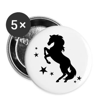 Pferd - Buttons groß 56 mm (5er Pack) - Weiß - Vorne