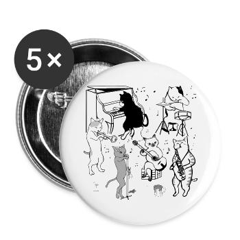 Musique de chat - Lot de 5 grands badges (56 mm) - blanc - Devant