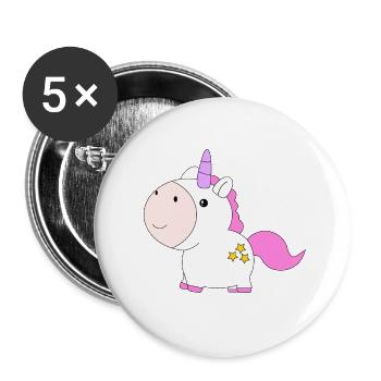 Licorne licorne - Lot de 5 grands badges (56 mm) - blanc - Devant