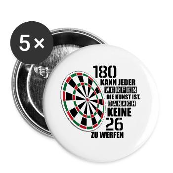 Werfen kunst Geschenk Spruch Darts Wurfspieß - Buttons groß 56 mm (5er Pack) - Weiß - Vorne