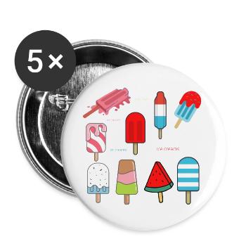 GLACES - Lot de 5 grands badges (56 mm) - blanc - Devant