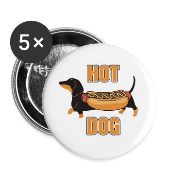 Conception drôle de teckel de hot-dog - Lot de 5 grands badges (56 mm) - blanc - Devant