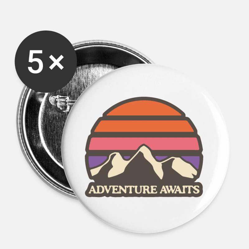 Adventure Awaits - Buttons large 2.2''/56 mm (5-pack) - white