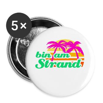 Strand Beachparty Palmen Karibik Meer Urlaub Sonne - Buttons groß 56 mm (5er Pack) - Weiß - Vorne