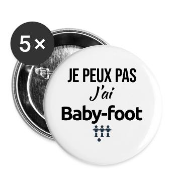 Babyfoot Je peux pas j'ai... sport football jeux - Lot de 5 grands badges (56 mm) - blanc - Devant