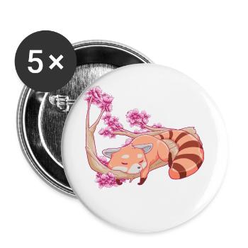 Vintage Red Panda japanische Kirschblütenblume - Buttons groß 56 mm (5er Pack) - Weiß - Vorne