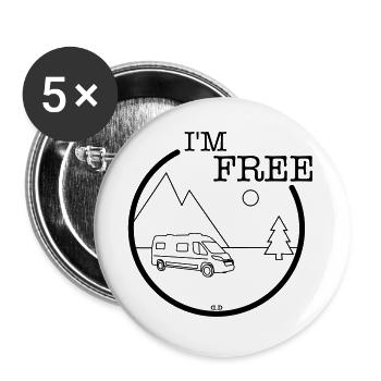 Ich bin frei - Buttons groß 56 mm (5er Pack) - Weiß - Vorne