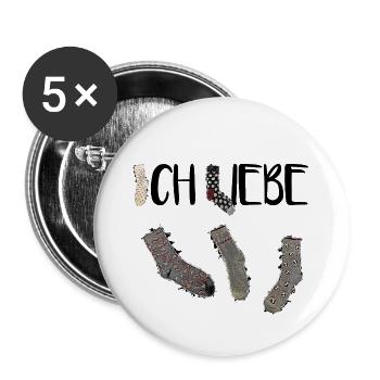 Ich liebe Socken! - Buttons groß 56 mm (5er Pack) - Weiß - Vorne