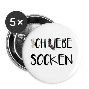Ich liebe Socken! - Buttons groß 56 mm (5er Pack) - Weiß - Vorne