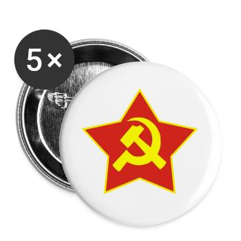 hammer and sickle yellow red isolated star - Buttons large 2.2''/56 mm (5-pack) - white - Front