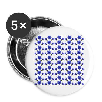 kornblumenmuster, schenken frau - Buttons groß 56 mm (5er Pack) - Weiß - Vorne