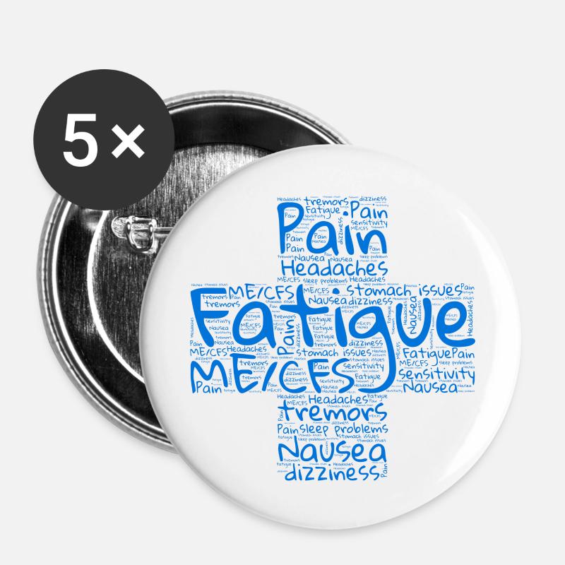 ME/CFS symptom cross - Buttons large 2.2''/56 mm (5-pack) - white