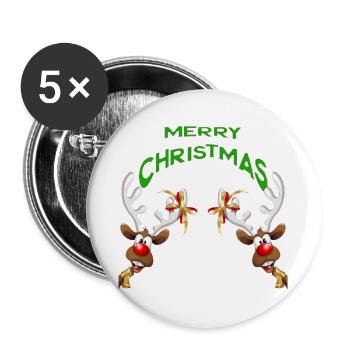 MERRY CHRISTMAS - Lot de 5 grands badges (56 mm) - blanc - Devant