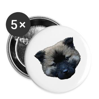 hündchen closing, eurasier welpe - Buttons groß 56 mm (5er Pack) - Weiß - Vorne