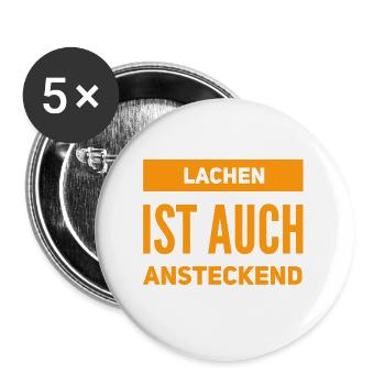 lachen ist ansteckend - Buttons groß 56 mm (5er Pack) - Weiß - Vorne
