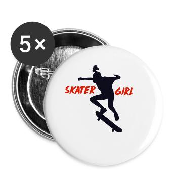 Fille patineuse - Lot de 5 grands badges (56 mm) - blanc - Devant
