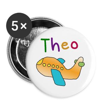 Theo first name aviator boy airplane name gift - Buttons large 2.2''/56 mm (5-pack) - white - Front