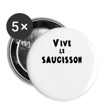 vive le saucisson - Lot de 5 grands badges (56 mm) - blanc - Devant