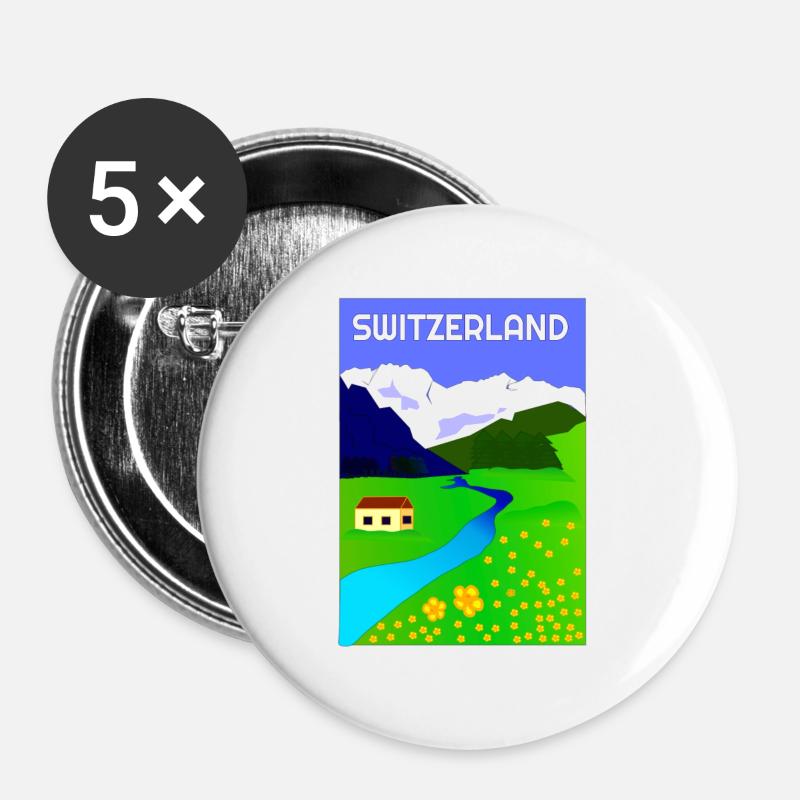 SWITZERLAND - Buttons large 2.2''/56 mm (5-pack) - white